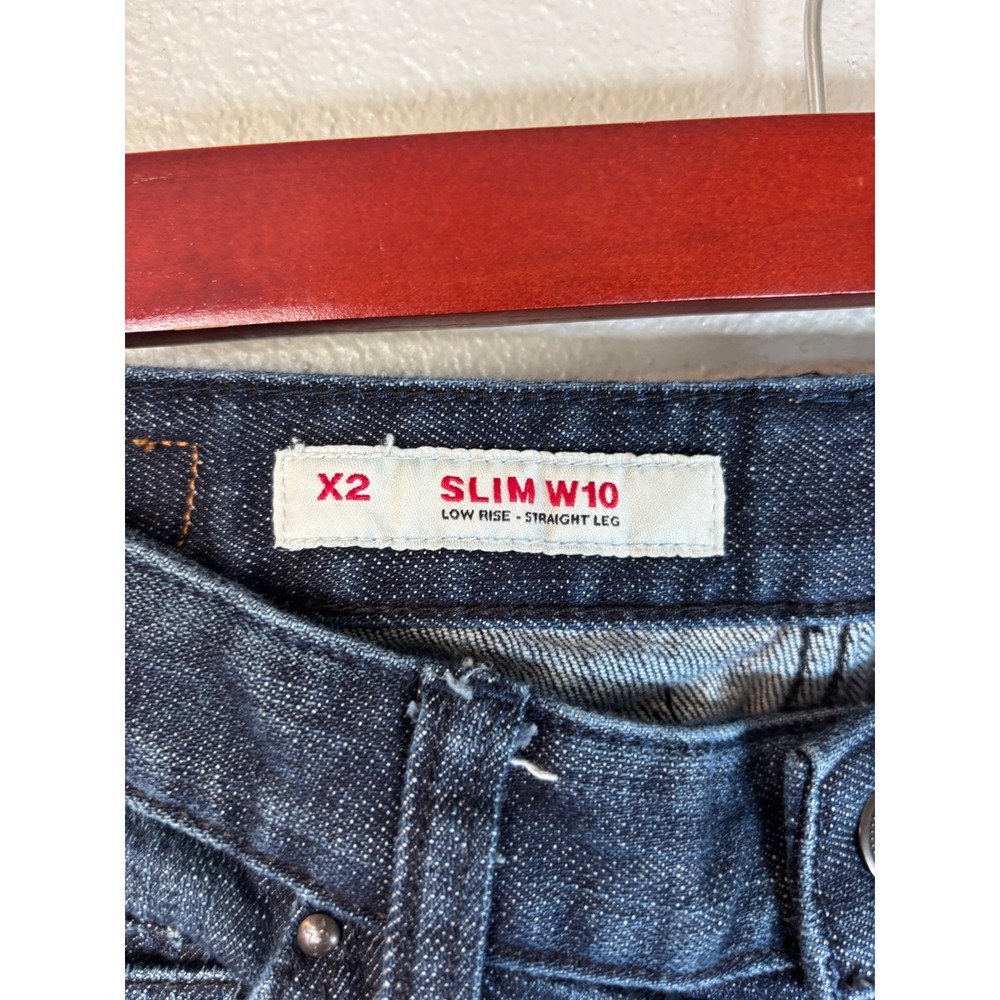 X2 Quality Denim Womens Size 2 Slim W10 Low Rise Straight Leg Jeans Dark Wash - Picture 2 of 12